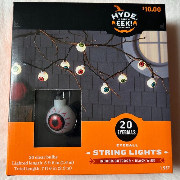 Hyde & Eek 20 CREEPY EYEBALLS String Lights Halloween NEW IN BOX Target 2019 - Picture 1 of 2